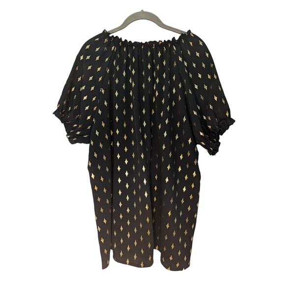 Shannon Ford New York Women's 2X Black Blouse Gold Diamond Pattern New - Picture 9 of 11